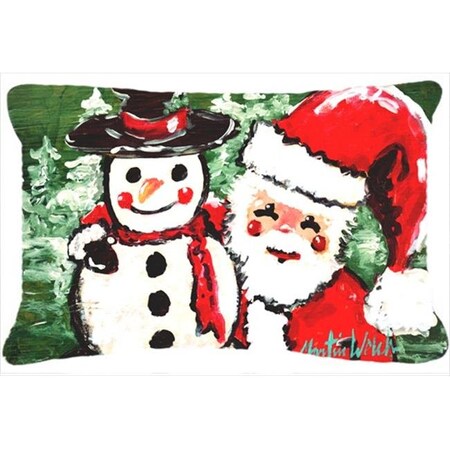 Carolines Treasures Carolines Treasures MW1167PW1216 Friends Snowman And Santa Claus Indoor & Outdoor Fabric Decorative Pillow MW1167PW1216